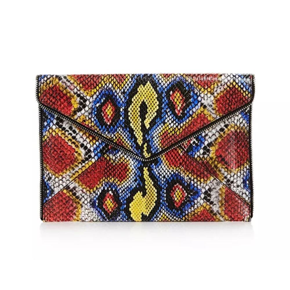Rebecca Minkoff Leo Multi Colored Python Clutch - image 1